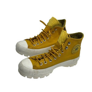Converse Chuck Taylor All Star High Top Leather Lugged Boots Gold Dart Size 9